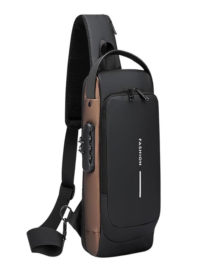 LOCANS Waterproof Polyester Slim Unisex Crossbody Sling Bag Chest Backpack Men's Shoulder Bag, Leisure Travel Handbag, Hard Shell Anti-Theft Chest Bag - Image 1